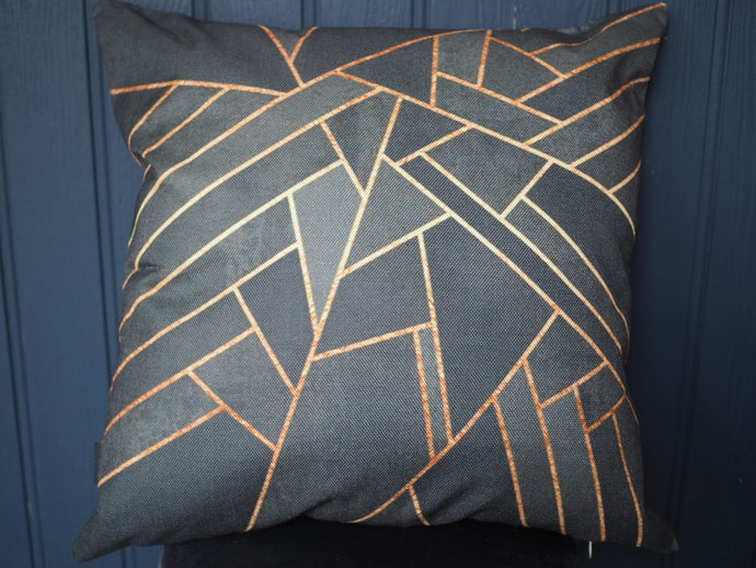 Gold, Black and Grey Art Deco Style Scatter Cushion cover- 45cm x 45cm