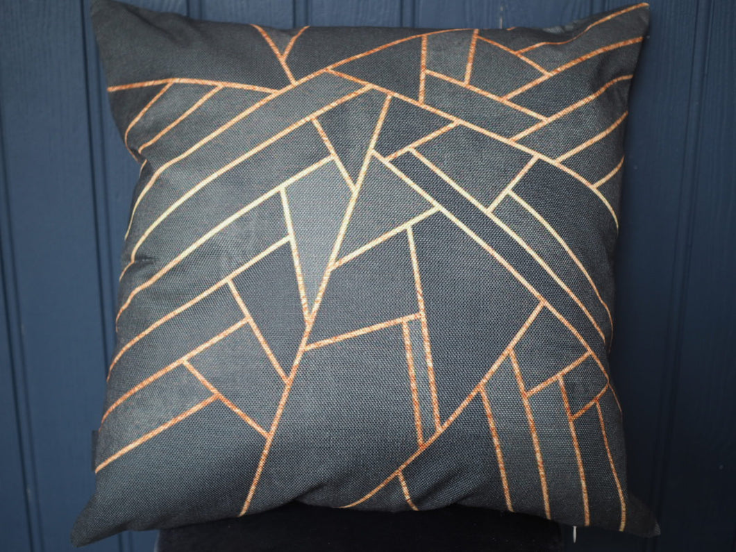Gold, Black and Grey Art Deco Style Scatter Cushion cover- 45cm x 45cm