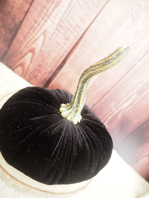 Black Velvet Handmade Pumpkin -  13cm