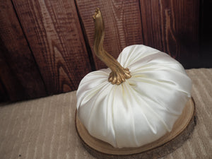White Satin Handmade Pumpkin - 13cm