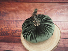 Load image into Gallery viewer, Olive Velvet Handmade Pumpkin - 13cm