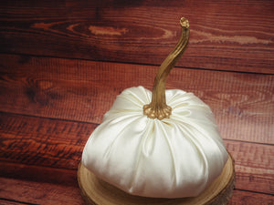 White Satin Handmade Pumpkin - 13cm