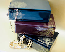 Load image into Gallery viewer, Luxe Fleur Black and Gold Glass Jewellery Box