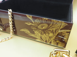 Luxe Fleur Burgundy Red and Gold Glass Jewellery Box