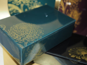 Luxe Fleur Dark Green and Gold Glass Jewellery Box