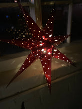 Load image into Gallery viewer, Hanging Red Paper Christmas Star with LED lights - 60cm