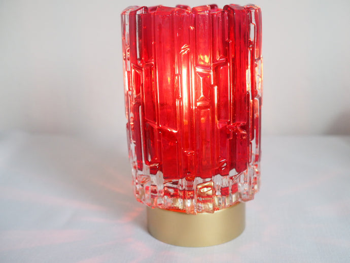 Deep Pink Battery Operated Glass Table Lamp
