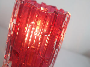 Deep Pink Battery Operated Glass Table Lamp