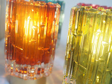 Load image into Gallery viewer, Orange Battery Operated Glass Table Lamp
