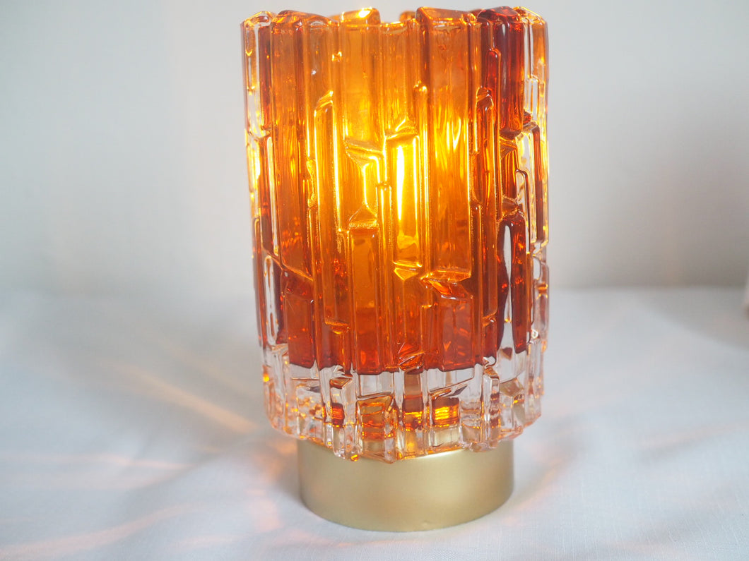 Orange Battery Operated Glass Table Lamp
