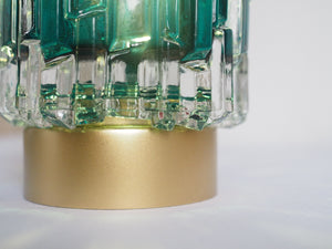 Teal Battery Operated Glass Table Lamp
