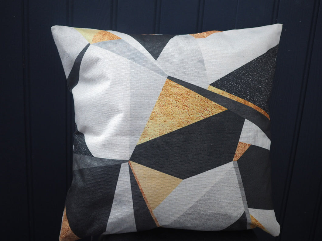 Charcoal Grey and Gold Geometric Cushion cover - 45cm x 45cm