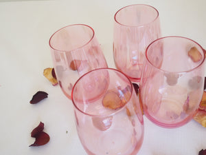 Set of 4 Pink Iridescent Hi Ball Glasses