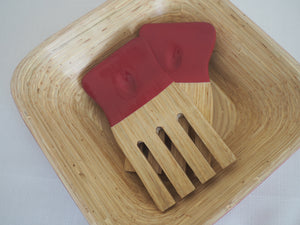 Sorbet Raspberry Colour Spun Bamboo Salad Forks - Set of Two
