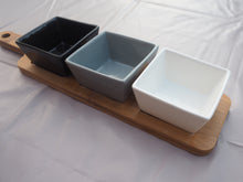 Load image into Gallery viewer, Rectangular Bamboo Serving Board with Three Dishes