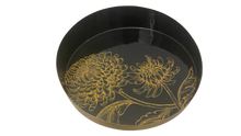 Load image into Gallery viewer, Luxe Fleur Black and Gold Round Tray