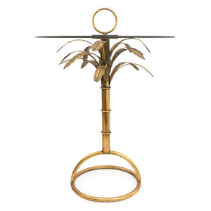 Gold and Glass Palm Tree Side Table