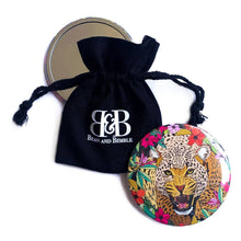 Load image into Gallery viewer, Bean and Bemble Wild Cat Jungle Leopard Pocket Mirror with Cotton Pouch