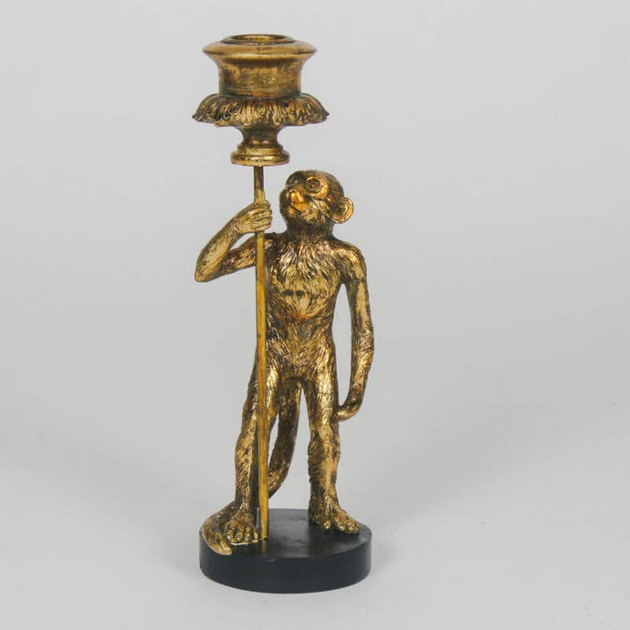 Gold Standing Monkey Candle Holder