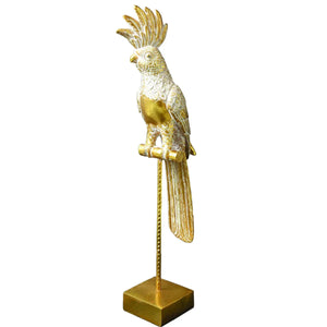 Gold and White Cockatoo on a Perch Figurine - 51cm