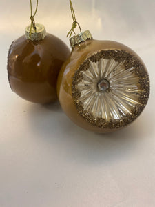 Caramel Set of 2 Glossy Cut Out Baubles