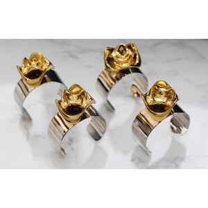 Set of 4 Gold and Silver Rose Napkin Rings